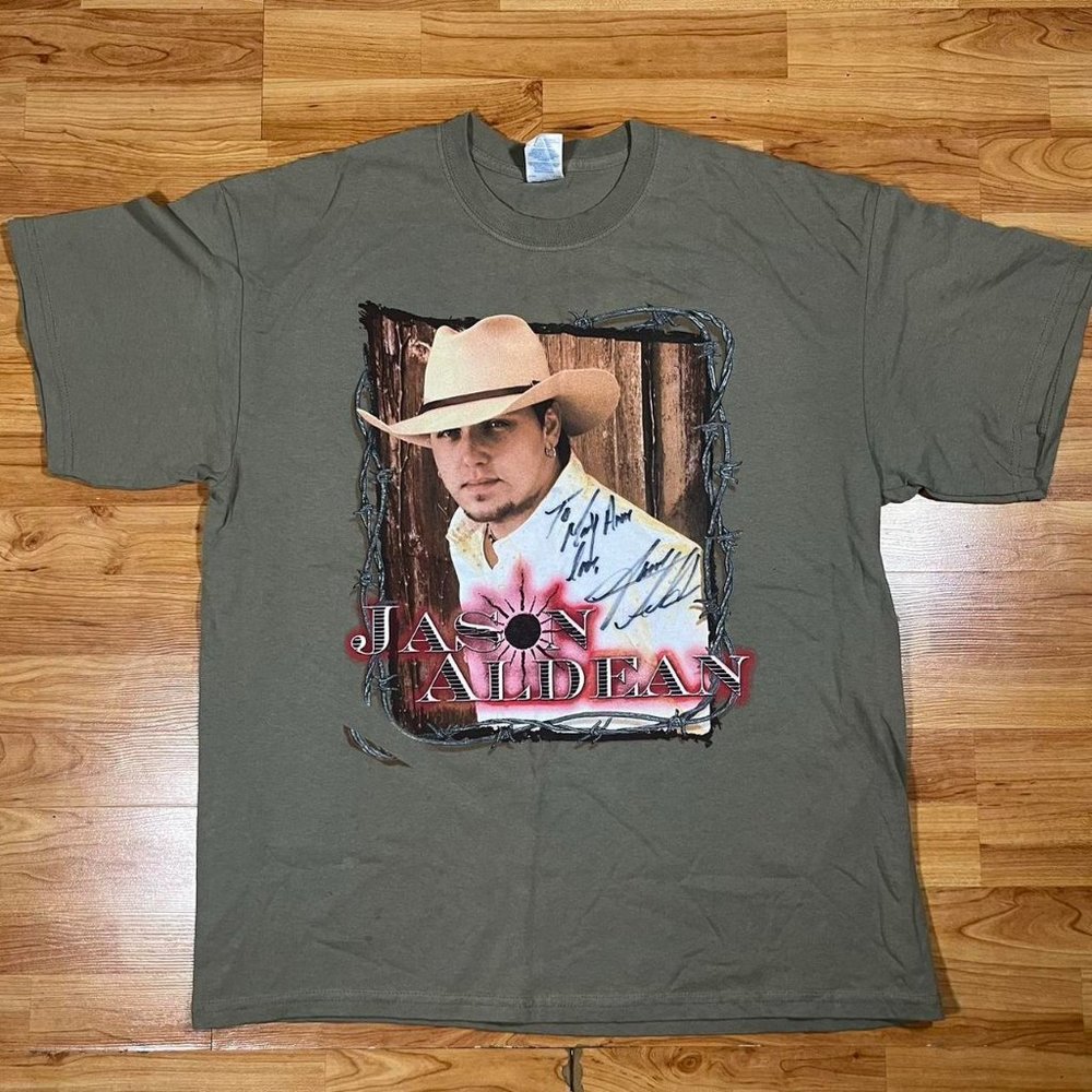 Y2K Jason Aldean Autographed Signed T-Shirt